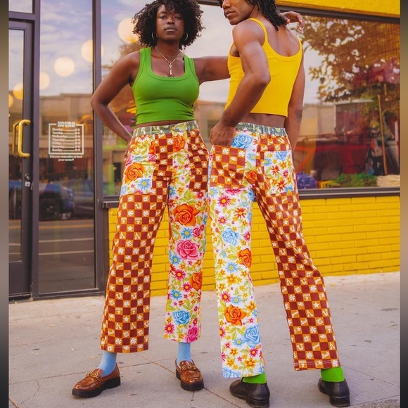 Big Bud Press Miss Matched Work Pants Lucky 7 and floral Medium - Picture 3 of 7